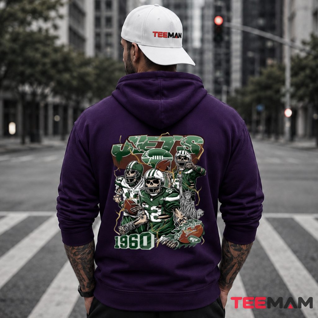 New York Jets Skull Skeleton Player 1960 Hoodie New York Jets Skull Skeleton Player 1960 Hoodie