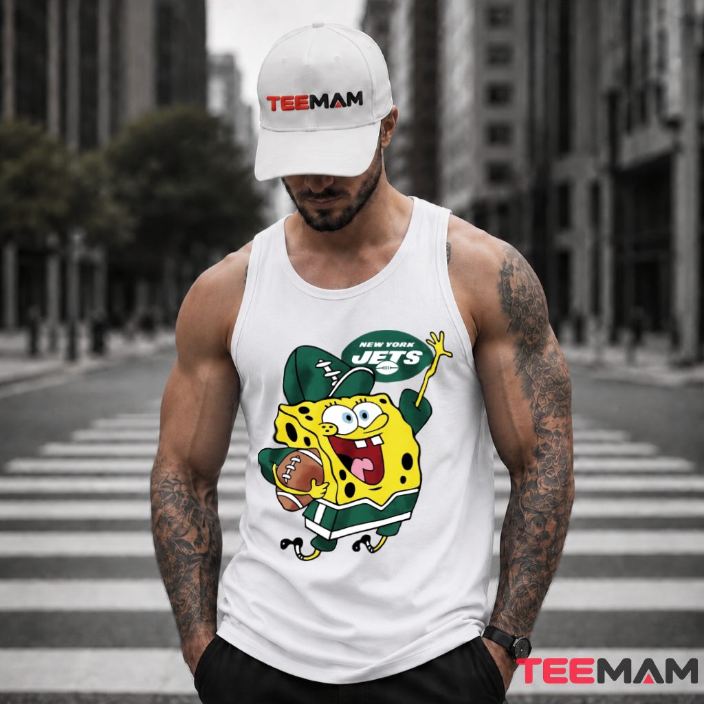 New York Jets Spongebob Football Jersey Tank Top New York Jets Spongebob Football Jersey Tank Top