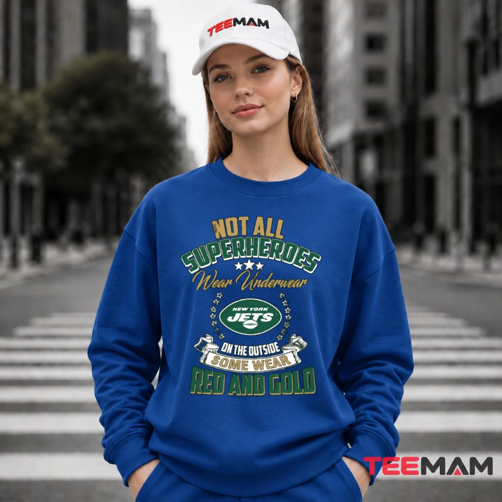 New York Jets Superheroes Underwear Red Gold Long Sleeve New York Jets Superheroes Underwear Red Gold Long Sleeve