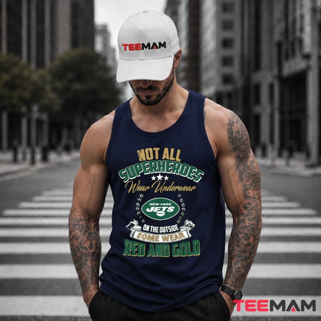 New York Jets Superheroes Underwear Red Gold Tank Top New York Jets Superheroes Underwear Red Gold Tank Top