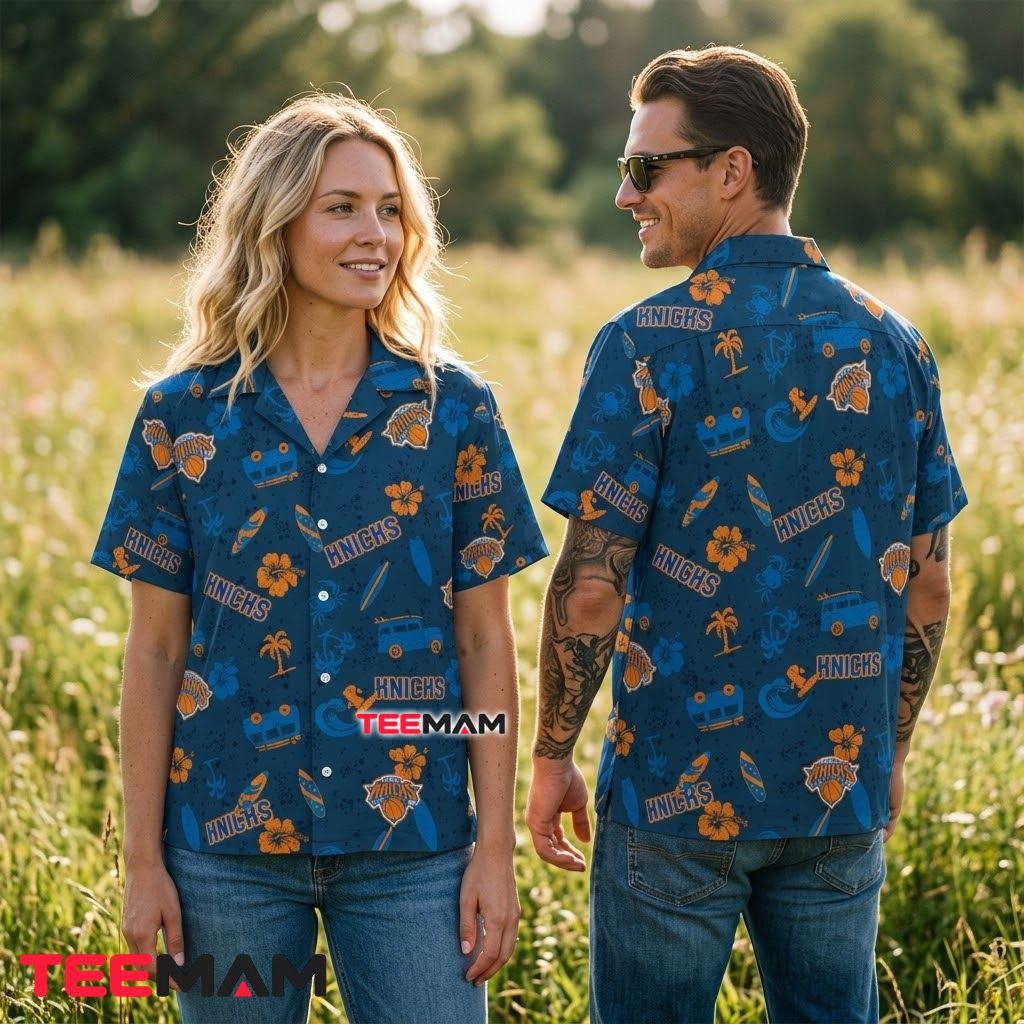 New York Knicks Button Up Shirt Surf Beach Vibes Back New York Knicks Button Up Shirt Surf Beach Vibes Back