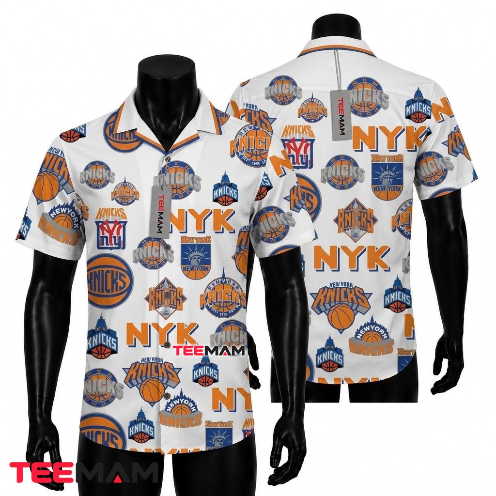 New York Knicks Hawaiian Shirt Grayscale Hibiscus Hawaii Text New York Knicks Hawaiian Shirt Grayscale Hibiscus Hawaii Text