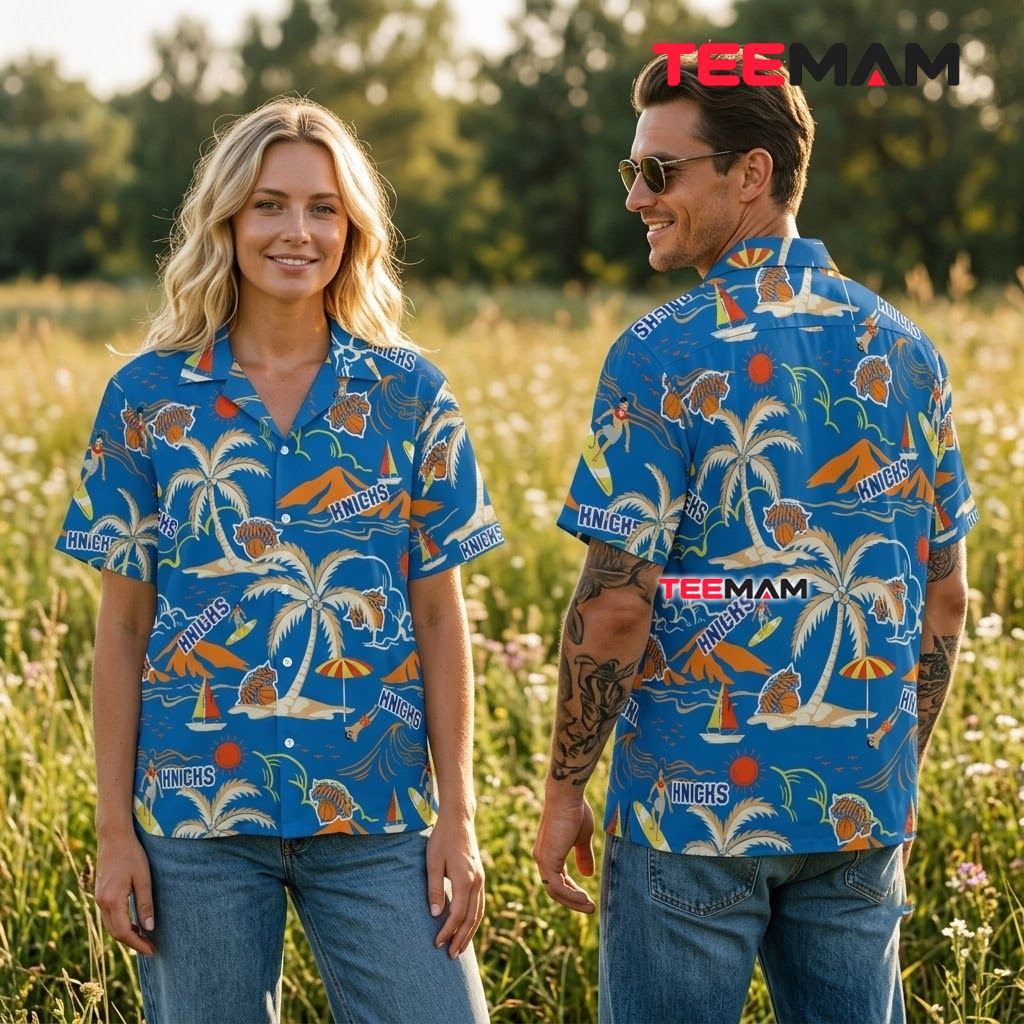 New York Knicks Tropical Shirt Surfer Island Sunset Back New York Knicks Tropical Shirt Surfer Island Sunset Back