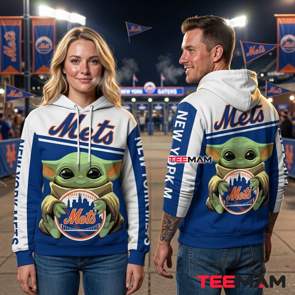 New York Mets 3D Hoodie Baby Yoda Hug Back New York Mets 3D Hoodie Baby Yoda Hug Back