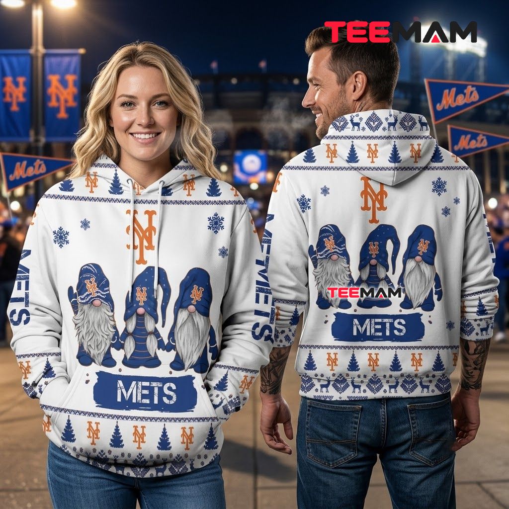 New York Mets 3D Hoodie Christmas Gnomes Snowflake Back New York Mets 3D Hoodie Christmas Gnomes Snowflake Back