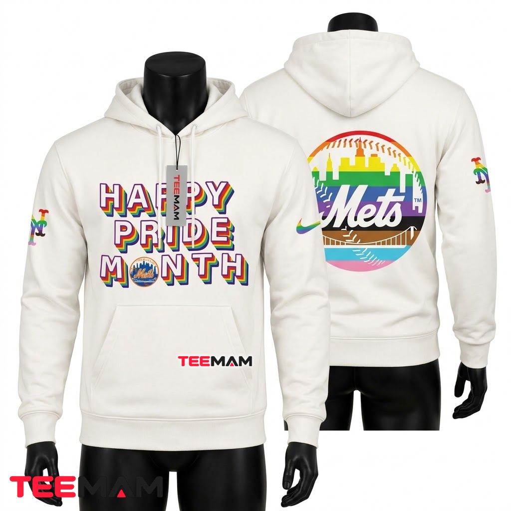 New York Mets 3D Hoodie Happy Pride Month Rainbow Logo Front
