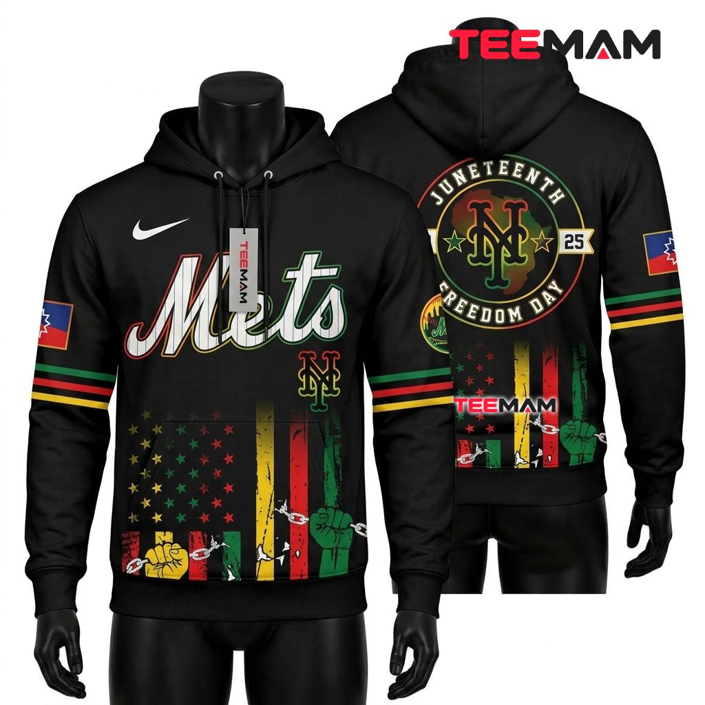 New York Mets 3D Hoodie Juneteenth Freedom Day Front