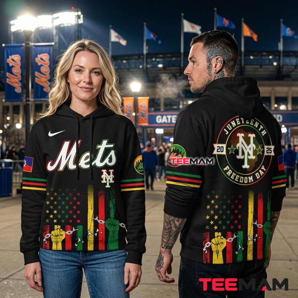 New York Mets 3D Hoodie Juneteenth Freedom Day Back New York Mets 3D Hoodie Juneteenth Freedom Day Back