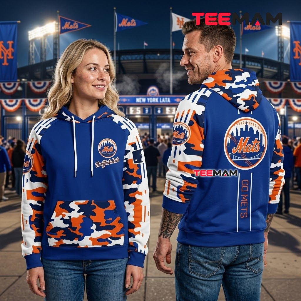 New York Mets 3D Hoodie Team Color Camouflage Back New York Mets 3D Hoodie Team Color Camouflage Back