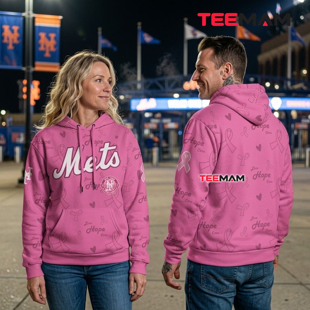 New York Mets All Over Print 3D Hoodie Breast Cancer Awareness Pink Ribbon Back New York Mets All Over Print 3D Hoodie Breast Cancer Awareness Pink Ribbon Back