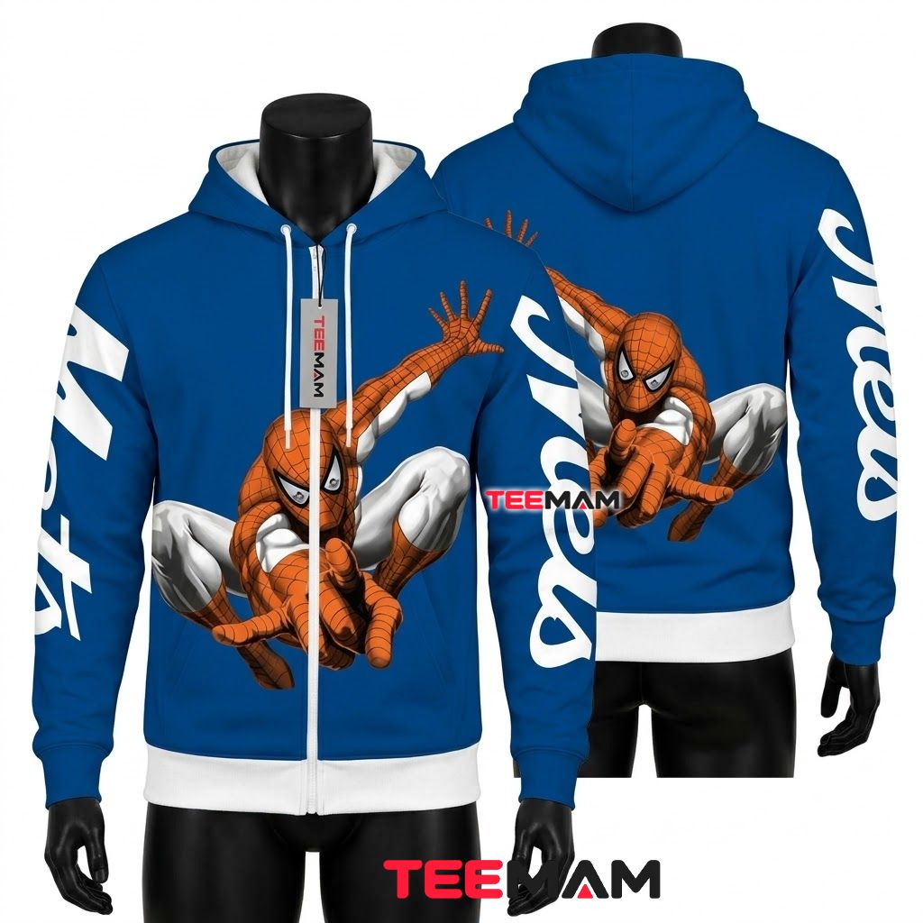 New York Mets All Over Print 3D Hoodie Spider-Man Climbing Front