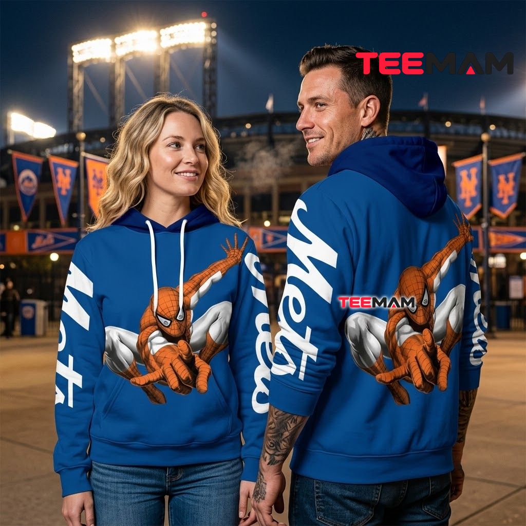 New York Mets All Over Print 3D Hoodie Spider-Man Climbing Back New York Mets All Over Print 3D Hoodie Spider-Man Climbing Back