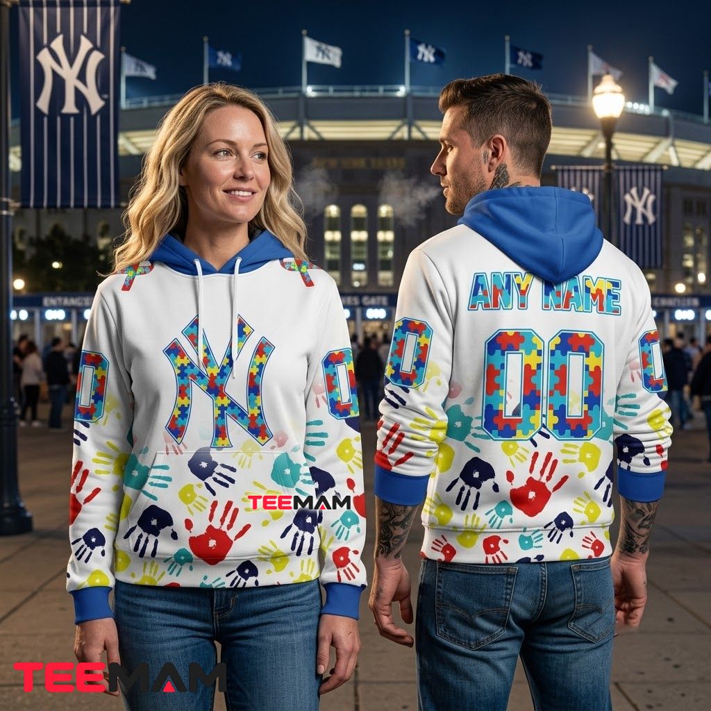 New York Yankees 3D Hoodie Autism Awareness Back New York Yankees 3D Hoodie Autism Awareness Back