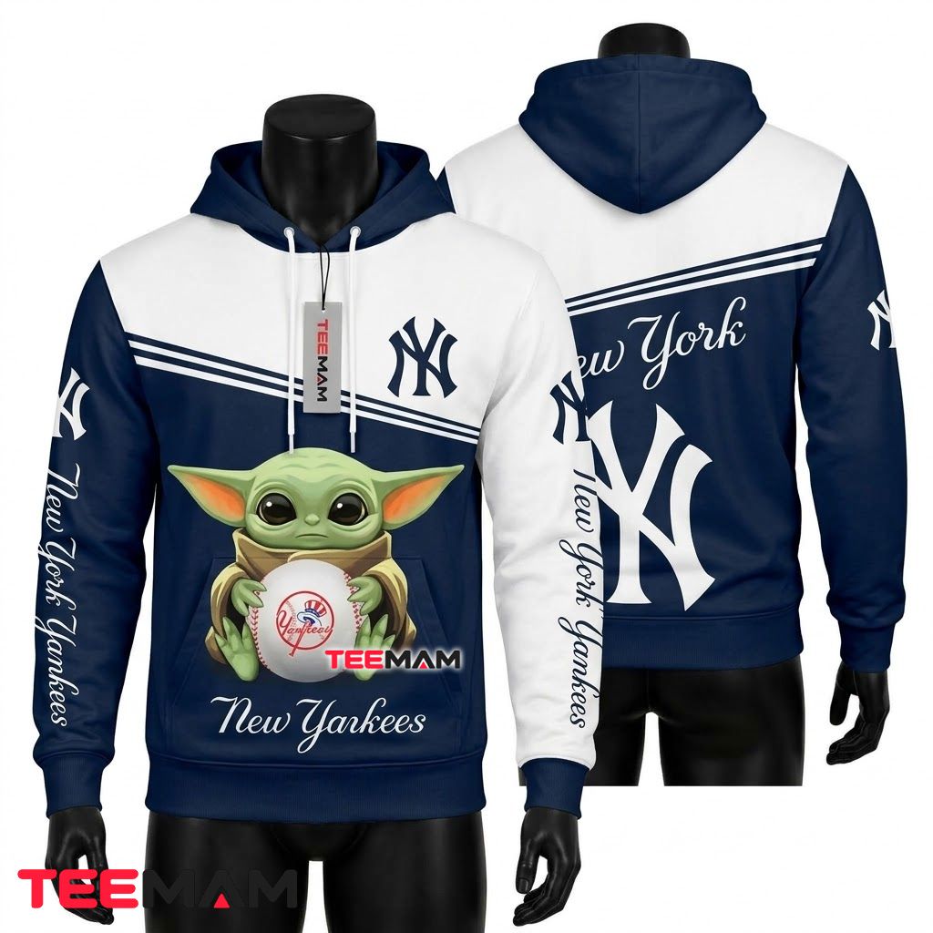 New York Yankees 3D Hoodie Baby Yoda Front