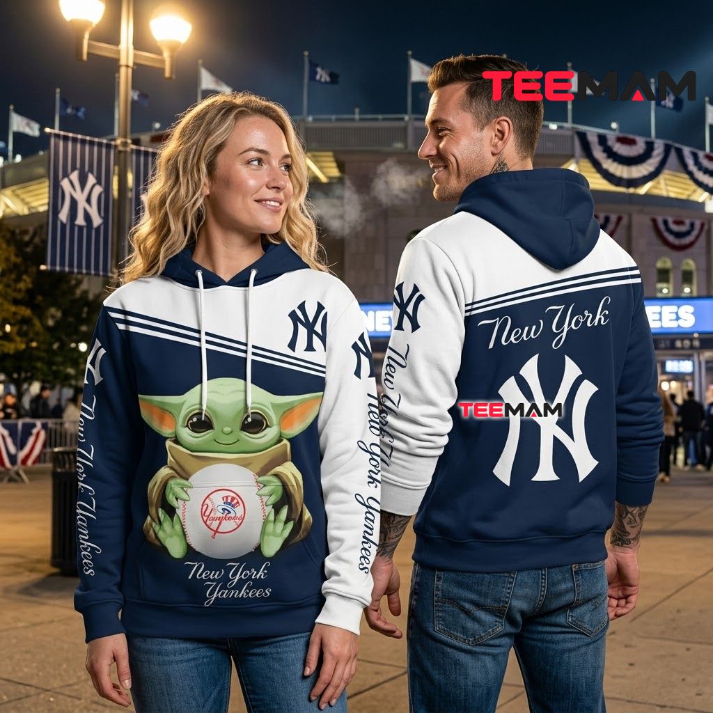 New York Yankees 3D Hoodie Baby Yoda Back New York Yankees 3D Hoodie Baby Yoda Back
