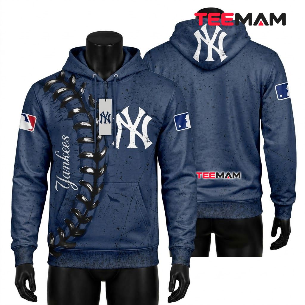 New York Yankees 3D Hoodie Baseball Stitch Front