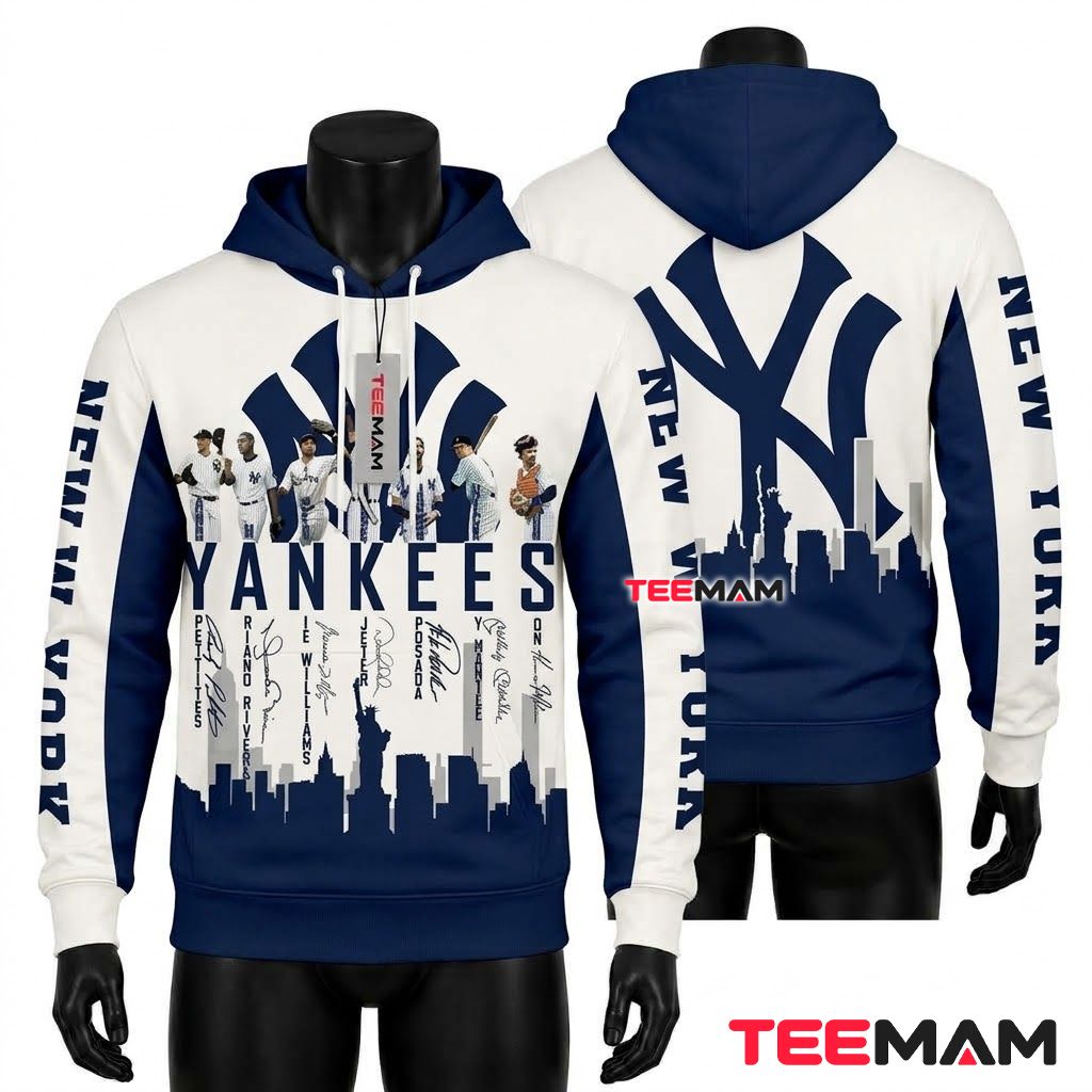 New York Yankees 3D Hoodie City Skyline Front