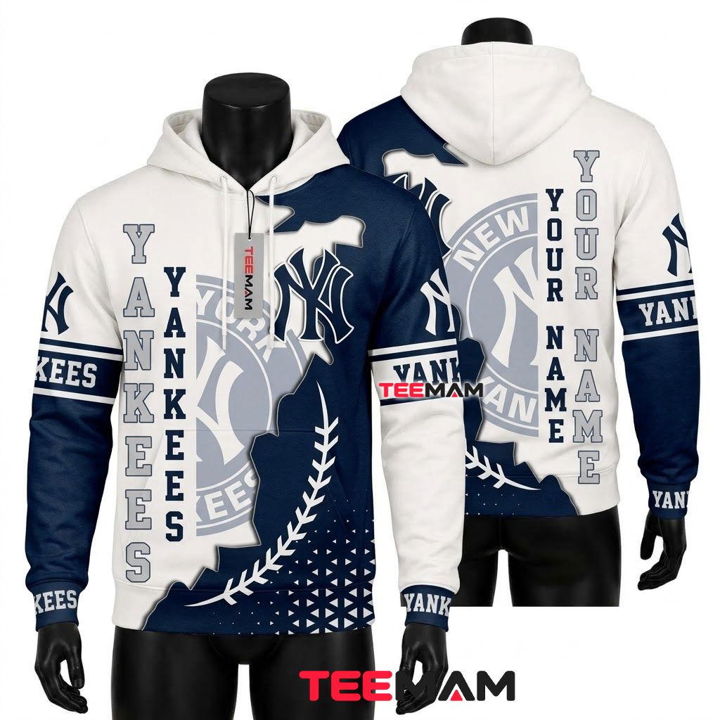New York Yankees 3D Hoodie Custom Name Front
