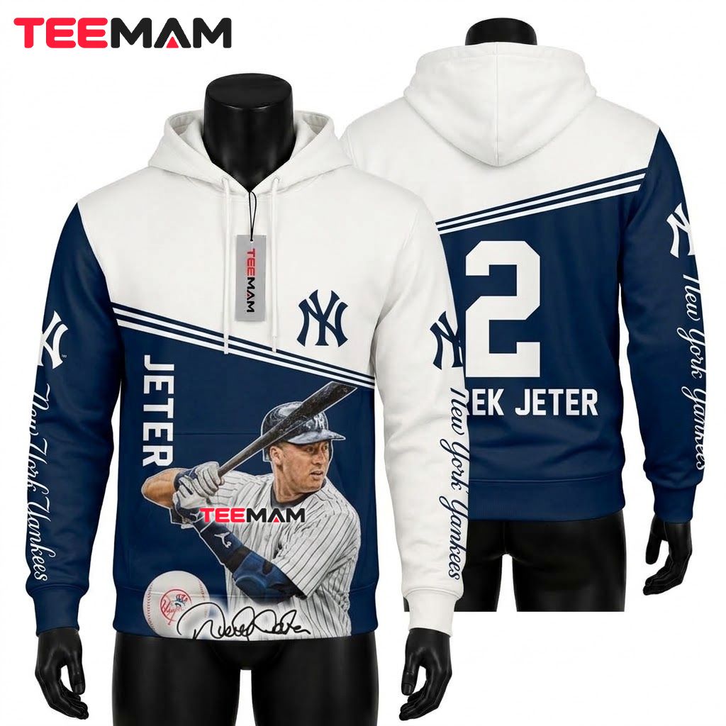 New York Yankees 3D Hoodie Derek Jeter Front
