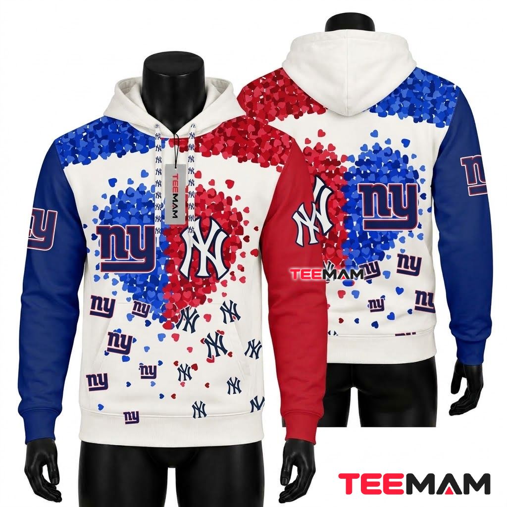 New York Yankees 3D Hoodie Heart Logo Front