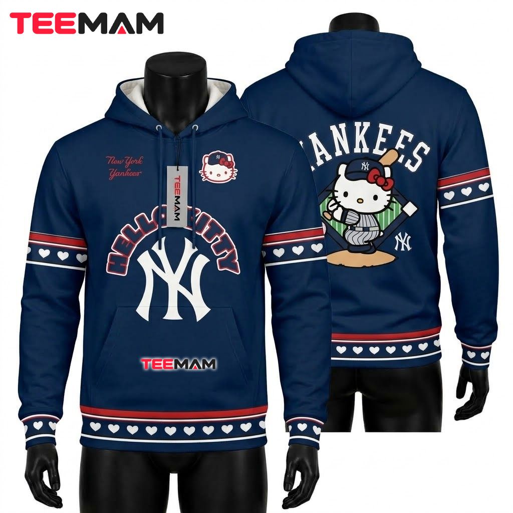 New York Yankees 3D Hoodie Hello Kitty Front