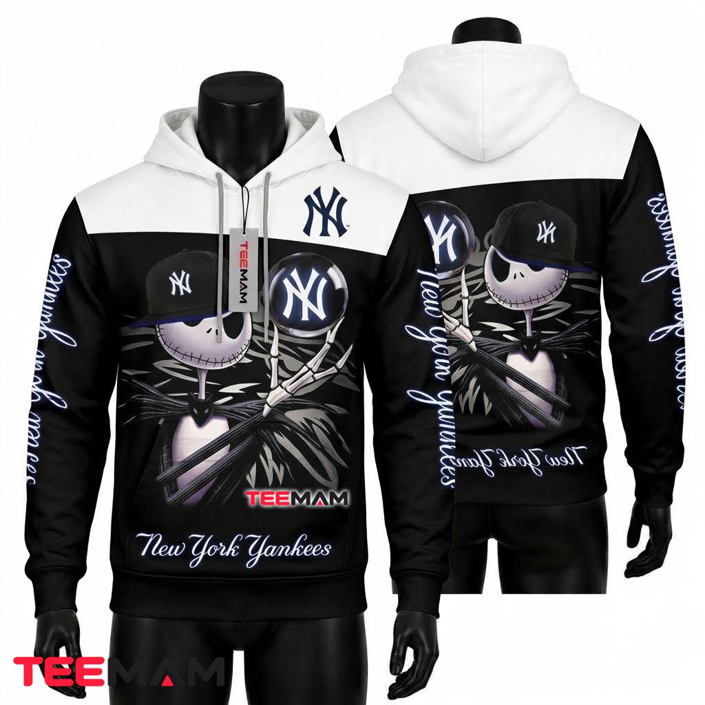 New York Yankees 3D Hoodie Jack Skellington Front