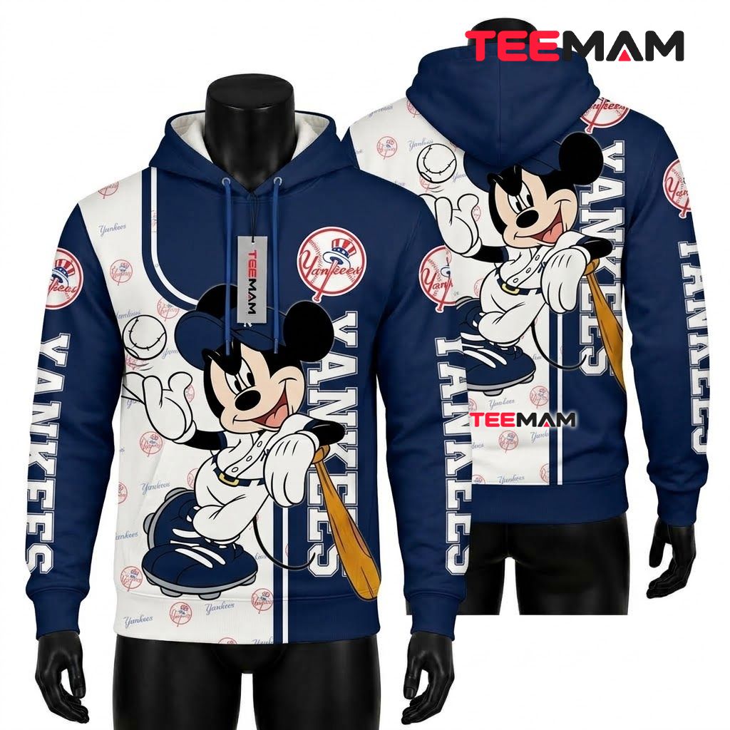 New York Yankees 3D Hoodie Mickey Mouse Front