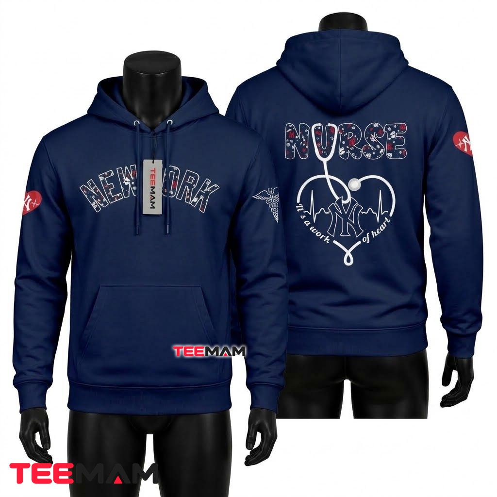 New York Yankees 3D Hoodie Nurse Heart Front