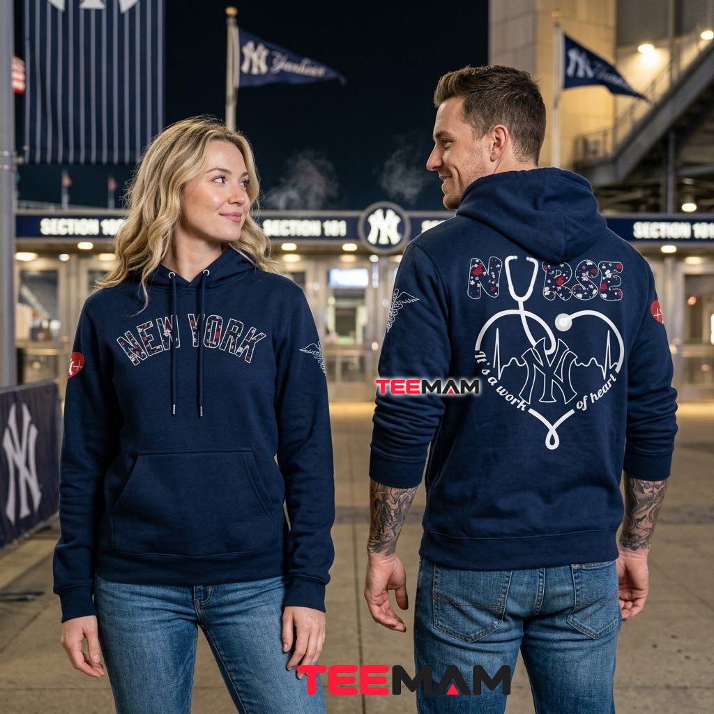 New York Yankees 3D Hoodie Nurse Heart Back New York Yankees 3D Hoodie Nurse Heart Back
