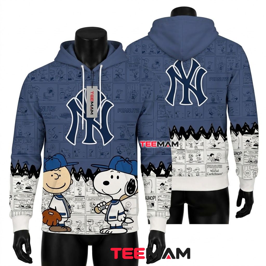 New York Yankees 3D Hoodie Peanuts Comic Front