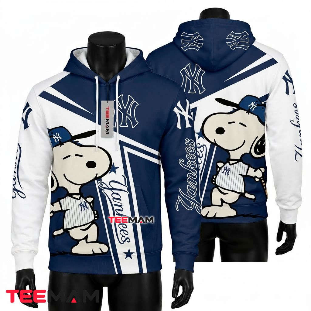 New York Yankees 3D Hoodie Snoopy Baseball Front