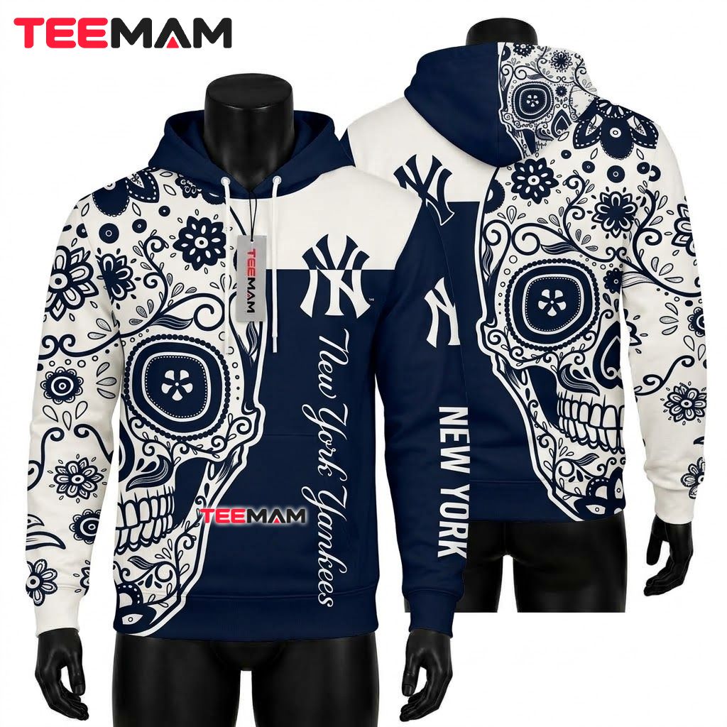 New York Yankees 3D Hoodie Sugar Skull Front