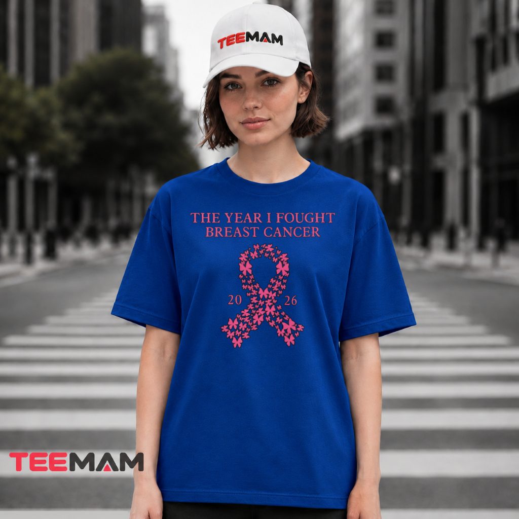 No duplicate found.The Year I Fought Breast Cancer 2026 Butterfly Ribbon T-Shirt