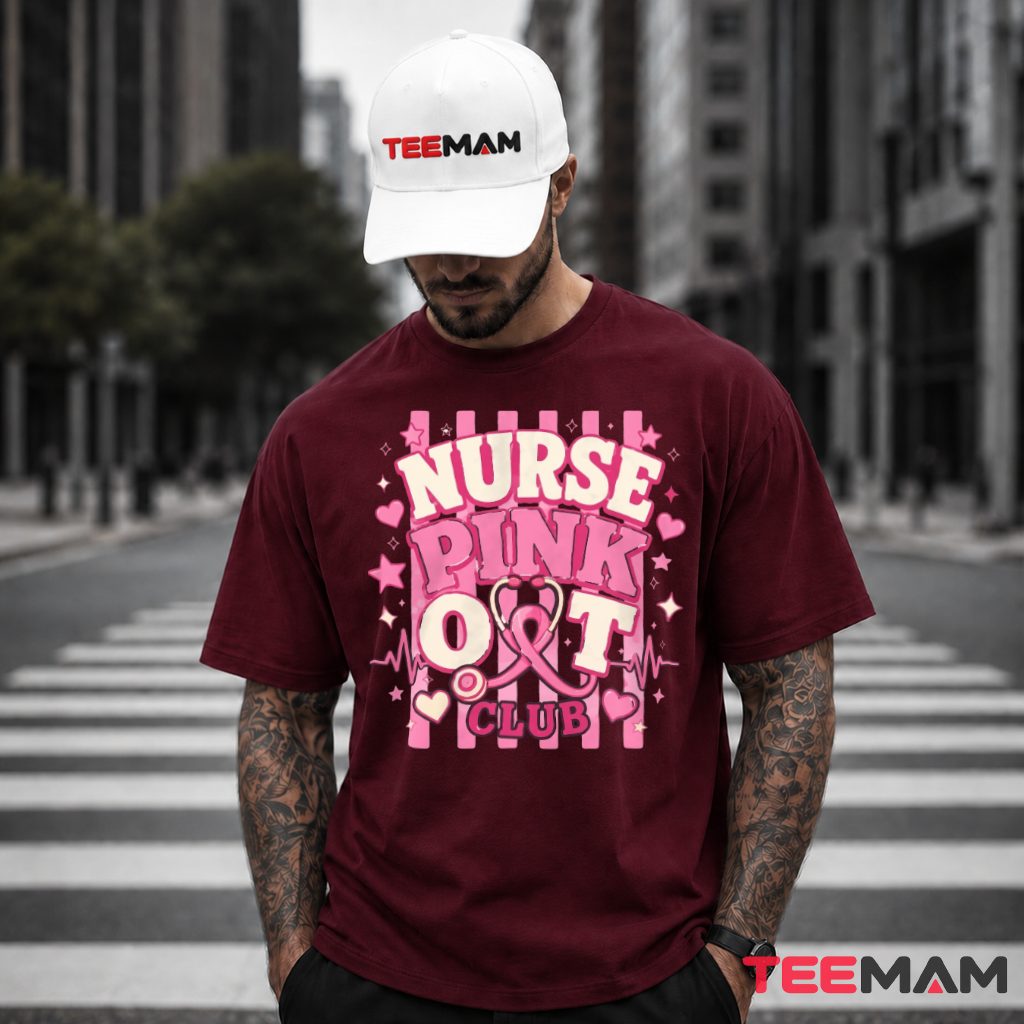 Nurse Pink Out Club Stethoscope Ribbon T-Shirt