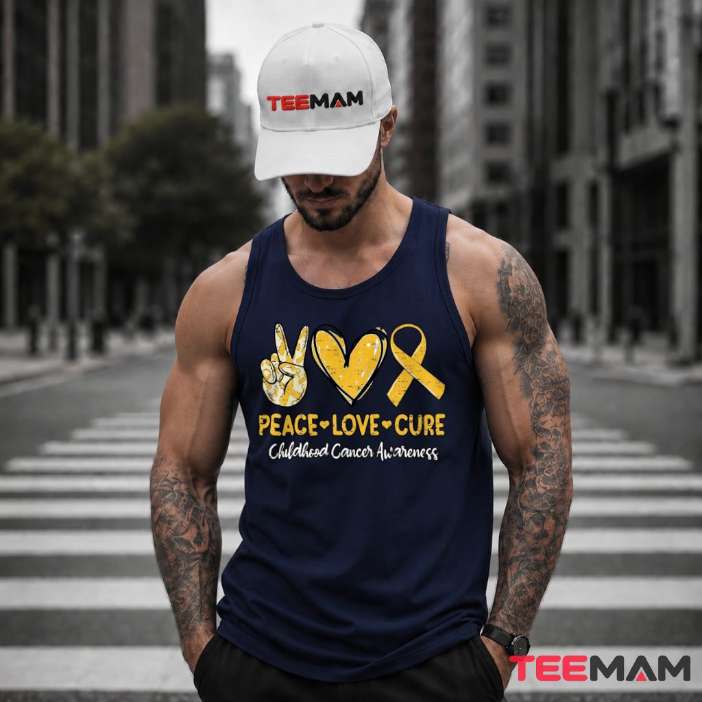 Peace Love Cure Gold Ribbon Childhood Tank Top Peace Love Cure Gold Ribbon Childhood Tank Top