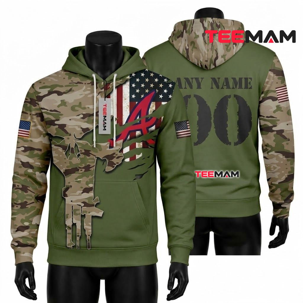 Personalized Atlanta Braves 3D Hoodie Split Red White