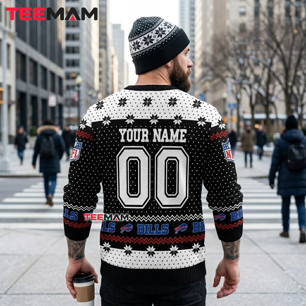 Personalized Buffalo Bills Ugly Christmas Sweater Jack Skellington Version 3 Personalized Buffalo Bills Ugly Christmas Sweater Jack Skellington Version 3