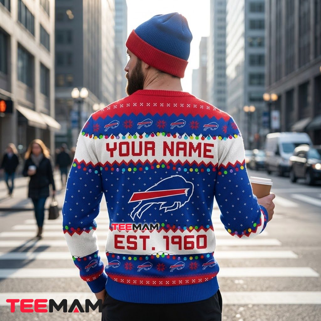 Personalized Buffalo Bills Ugly Christmas Sweater Mascot Est Version 3 Personalized Buffalo Bills Ugly Christmas Sweater Mascot Est Version 3