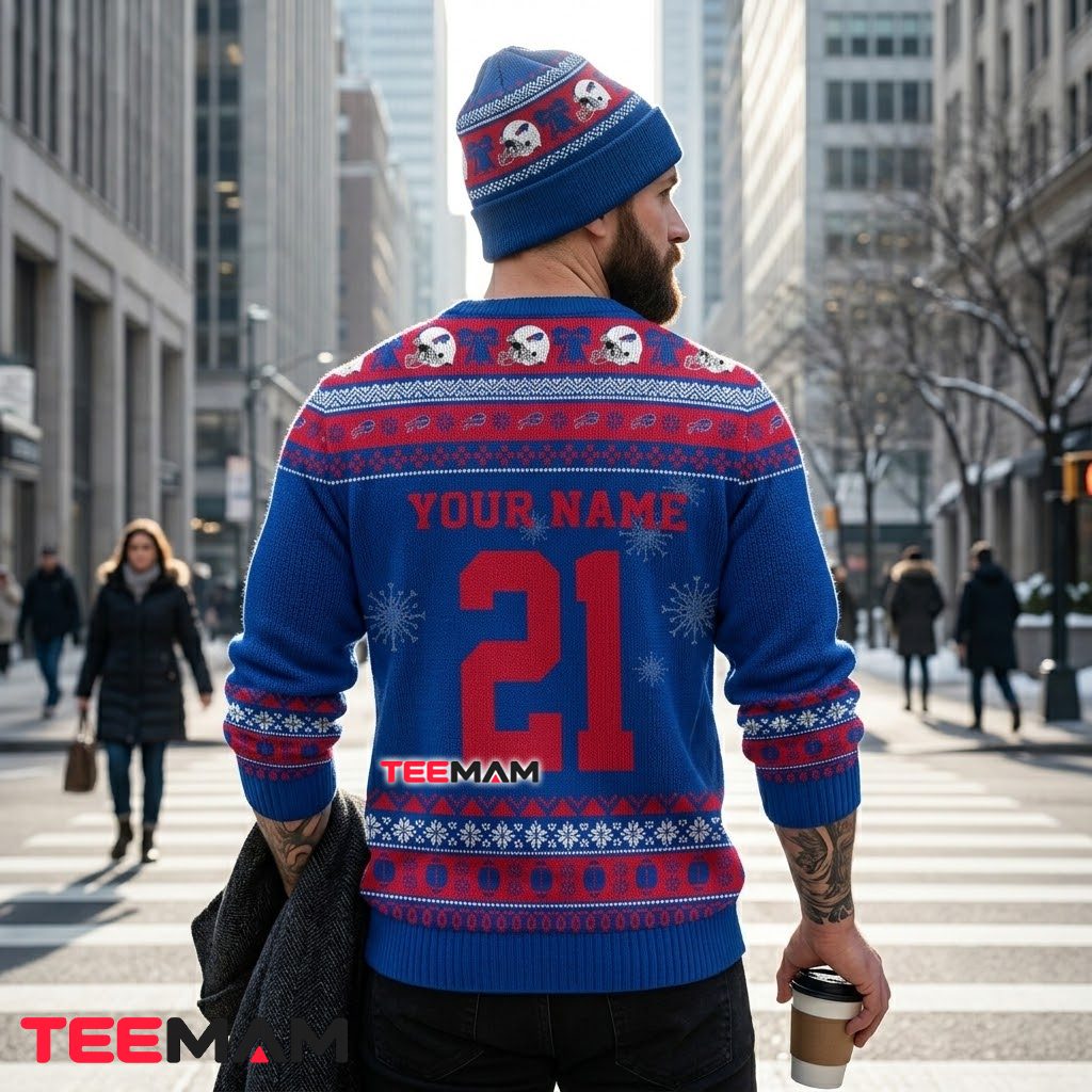 Personalized Buffalo Bills Ugly Christmas Sweater Mickey Santa Football Version 3 Personalized Buffalo Bills Ugly Christmas Sweater Mickey Santa Football Version 3