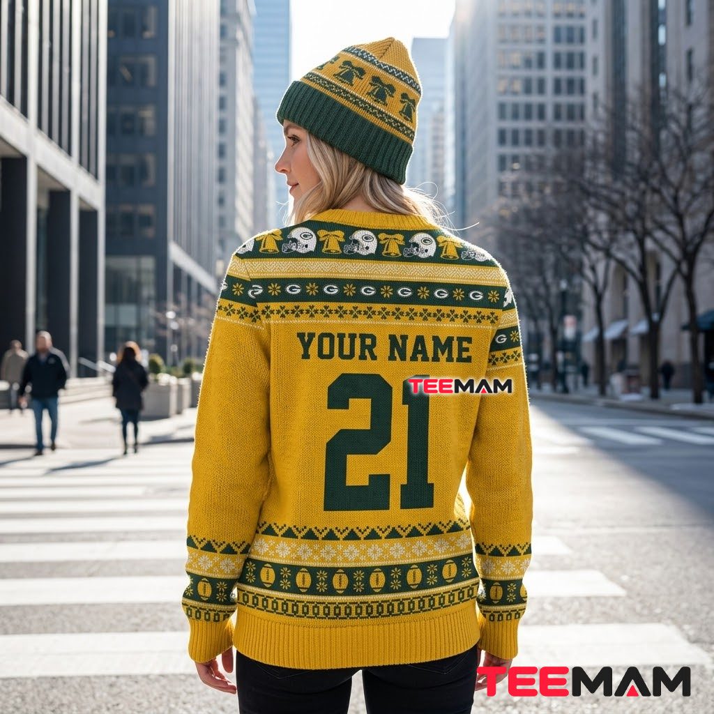 Personalized Green Bay Packers Ugly Christmas Sweater Mickey Santa Design Version 3 Personalized Green Bay Packers Ugly Christmas Sweater Mickey Santa Design Version 3