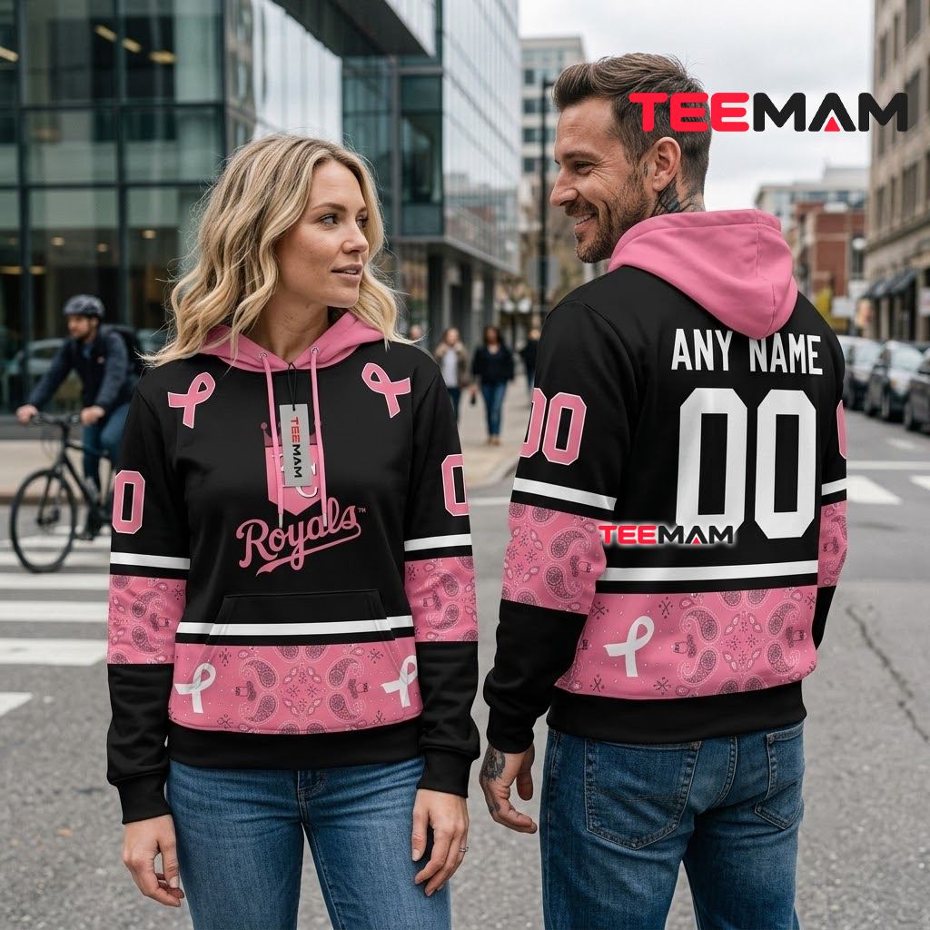Personalized Kansas City Royals 3D Hoodie Pink Breast Cancer Paisley Ribbon Back Personalized Kansas City Royals 3D Hoodie Pink Breast Cancer Paisley Ribbon Back