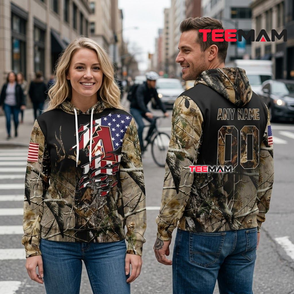 Personalized Name Arizona Diamondbacks 3D Hoodie Realtree Camo Flag Back Personalized Name Arizona Diamondbacks 3D Hoodie Realtree Camo Flag Back