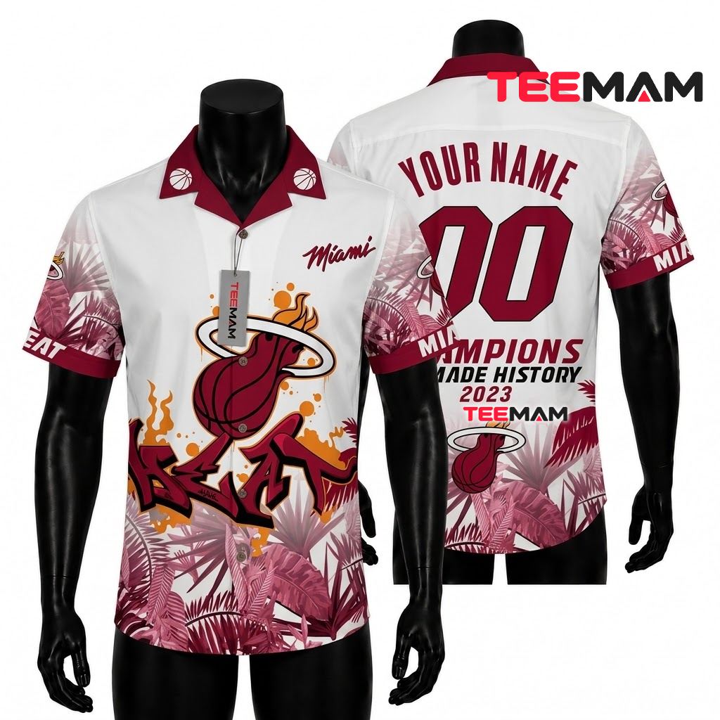 Personalized Name Miami Heat Hawaiian Shirt Champions Palm Front