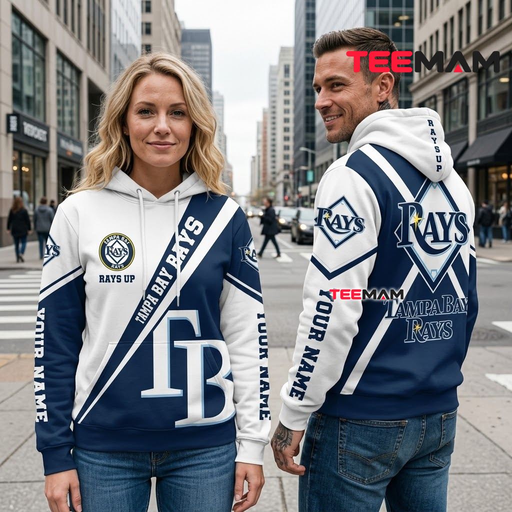 Personalized Name Tampa Bay Rays 3D Hoodie Rays Up Diagonal Stripe Back Personalized Name Tampa Bay Rays 3D Hoodie Rays Up Diagonal Stripe Back