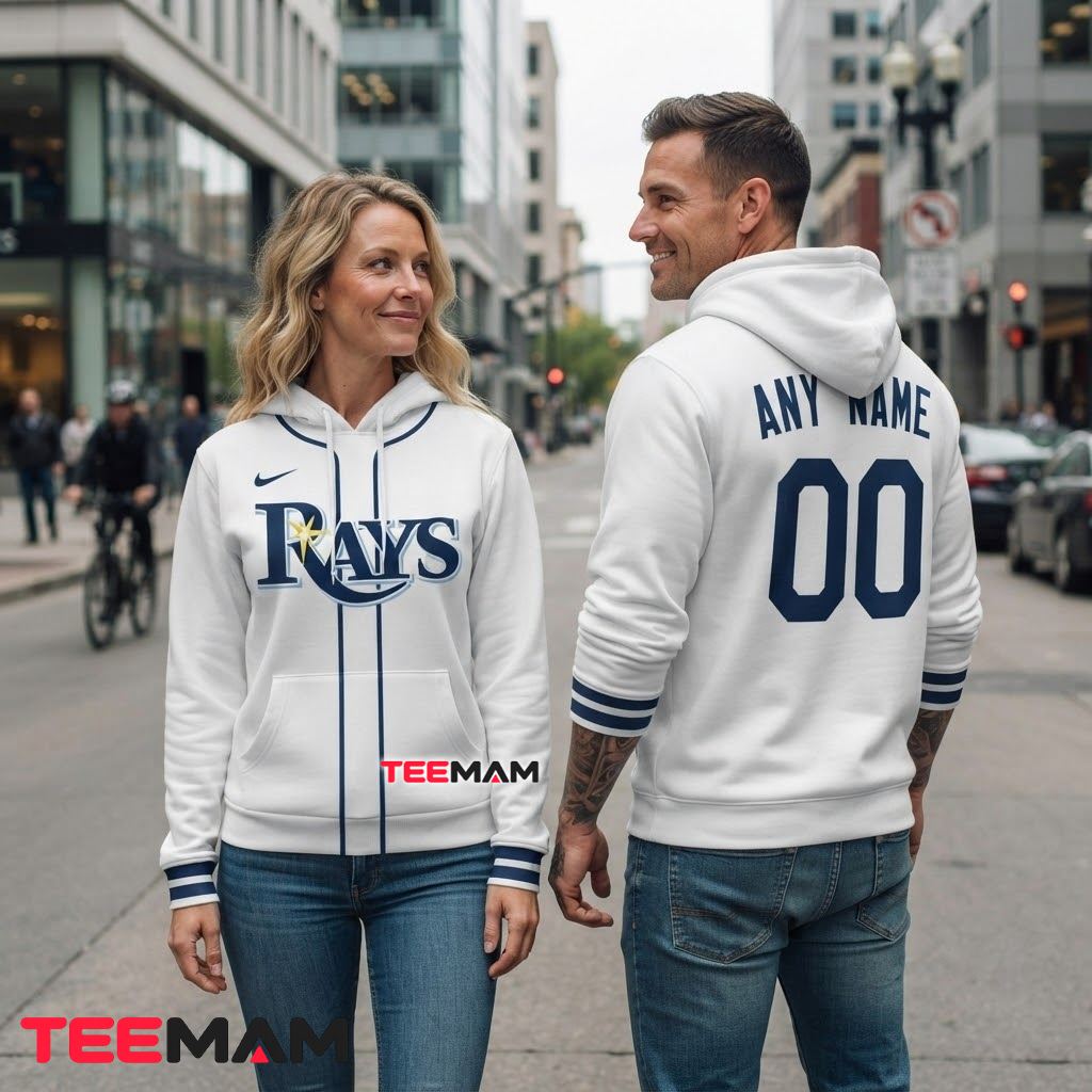 Personalized Name Tampa Bay Rays 3D Hoodie White Home Jersey Back Personalized Name Tampa Bay Rays 3D Hoodie White Home Jersey Back