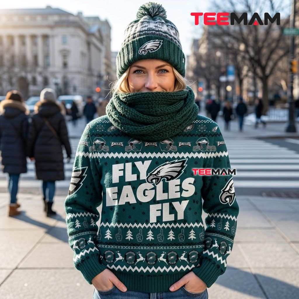 Personalized Philadelphia Eagles Ugly Christmas Sweater Fly Eagles Fly Design Back Personalized Philadelphia Eagles Ugly Christmas Sweater Fly Eagles Fly Design Back