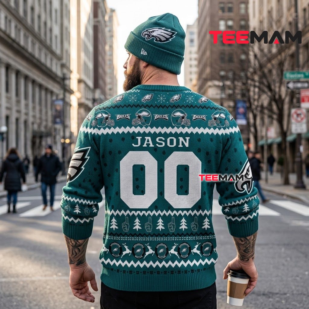 Personalized Philadelphia Eagles Ugly Christmas Sweater Fly Eagles Fly Design Version 3 Personalized Philadelphia Eagles Ugly Christmas Sweater Fly Eagles Fly Design Version 3
