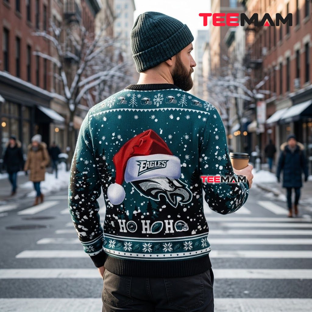 Personalized Philadelphia Eagles Ugly Christmas Sweater Ho Ho Ho Design Version 3 Personalized Philadelphia Eagles Ugly Christmas Sweater Ho Ho Ho Design Version 3