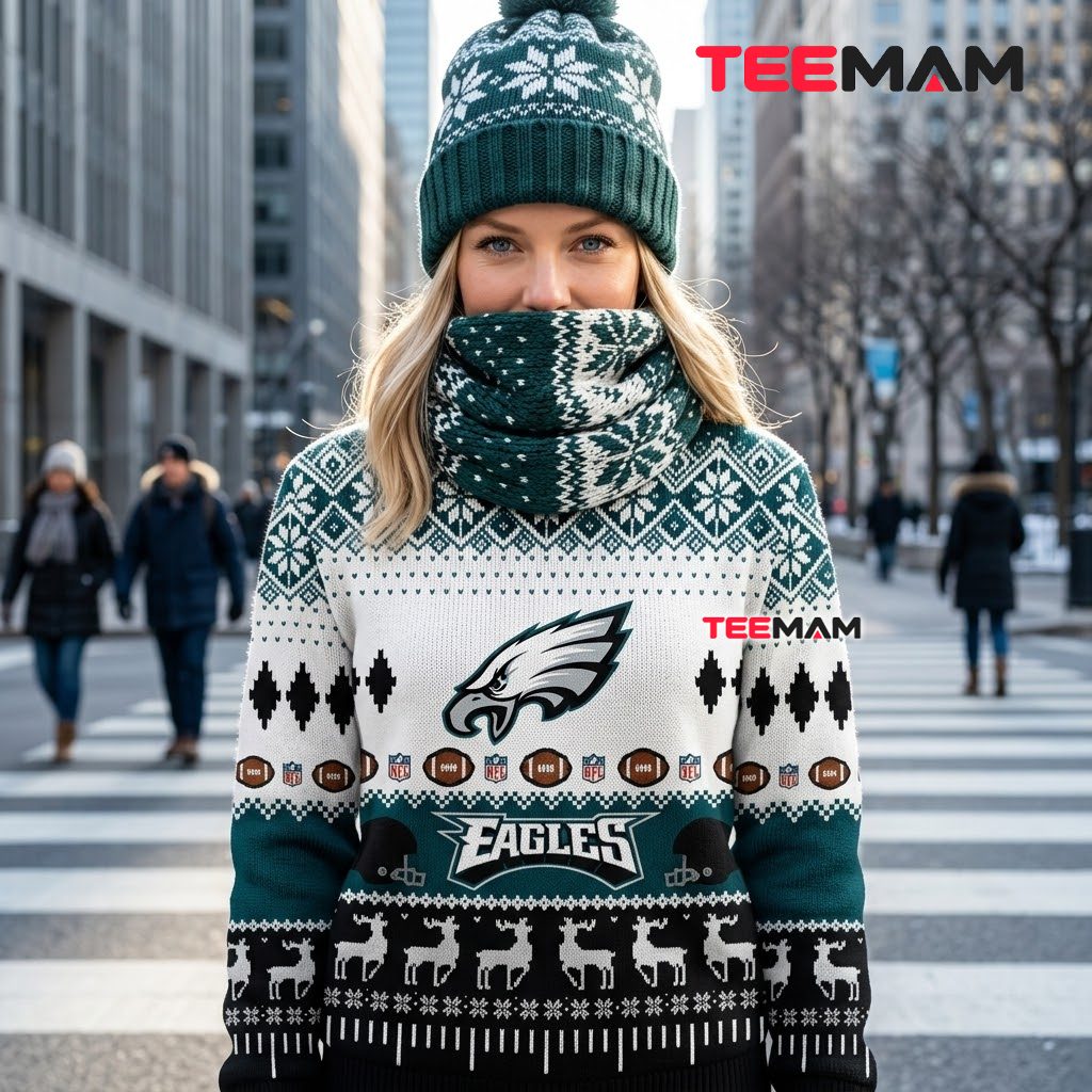 Personalized Philadelphia Eagles Ugly Christmas Sweater Reindeer Snowflake Design Back Personalized Philadelphia Eagles Ugly Christmas Sweater Reindeer Snowflake Design Back