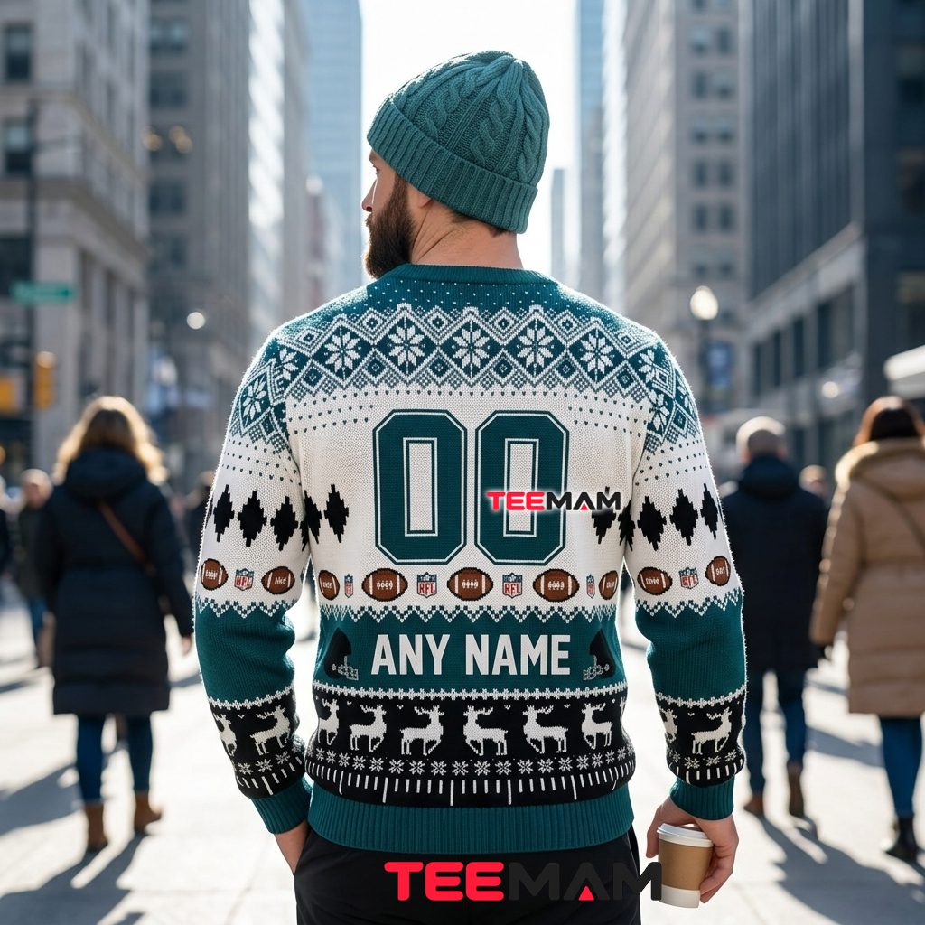 Personalized Philadelphia Eagles Ugly Christmas Sweater Reindeer Snowflake Design Version 3 Personalized Philadelphia Eagles Ugly Christmas Sweater Reindeer Snowflake Design Version 3